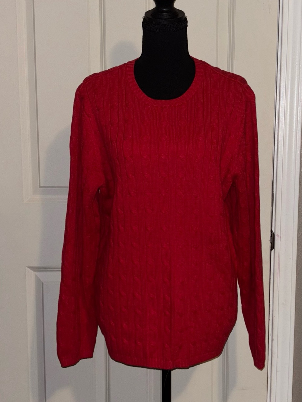 St. John's Bay Red Cable-Knit Crewneck Sweater